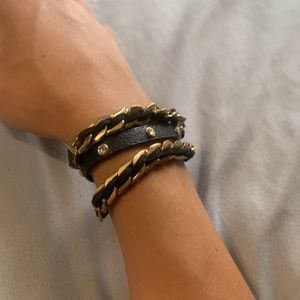 black and gold chain and jewels wrap bracelet